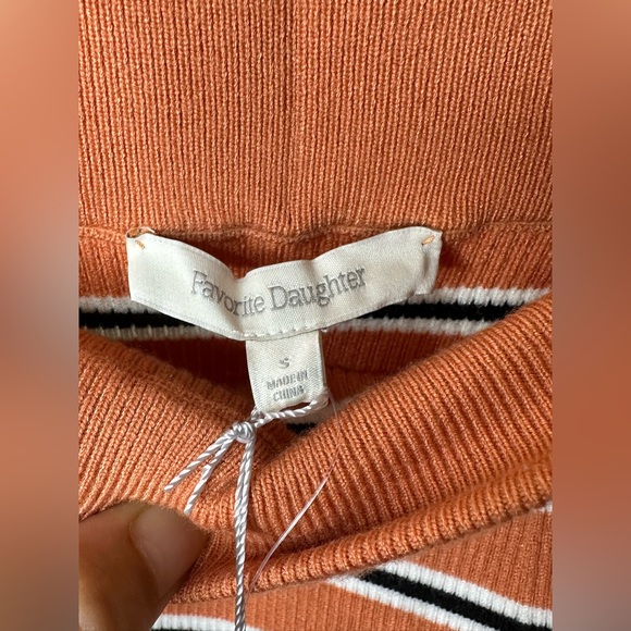 FAVORITE DAUGHTER, THE REVENGE RIBBED MIDI SKIRT, CORAL STRIPE - Picture 5 of 5